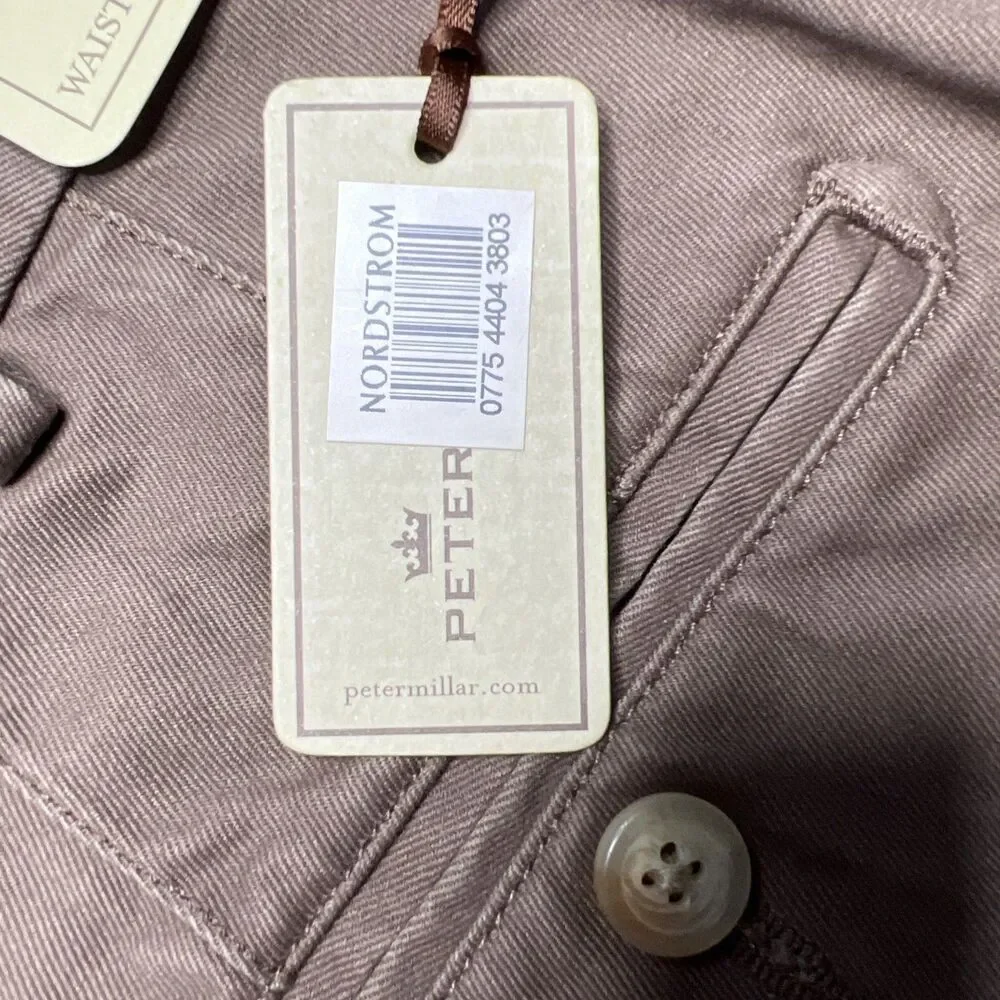 NWT Peter Millar Flat Front Chino Pants Size 35x36 Pima Cotton Espresso Brown